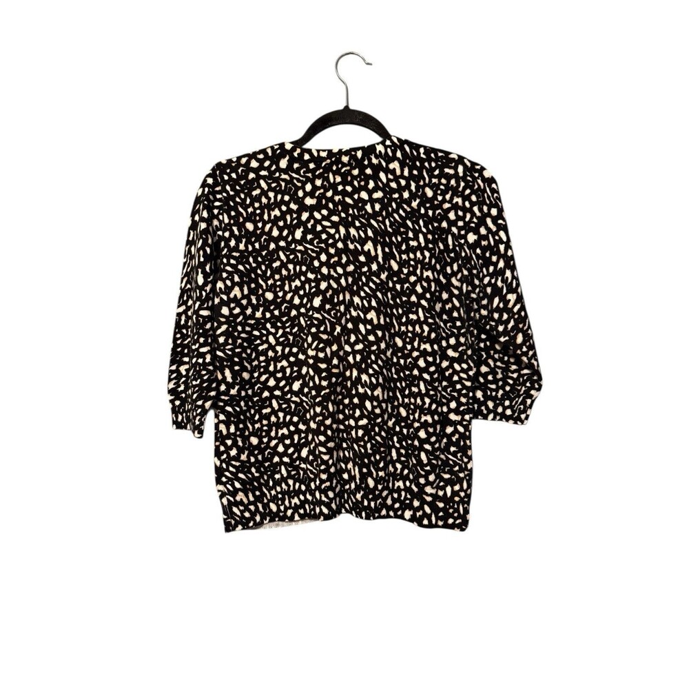 Designers Originals Animal Print Cardigan Sweater Size Petite Large 3/4 Sleeve - Picture 2 of 4
